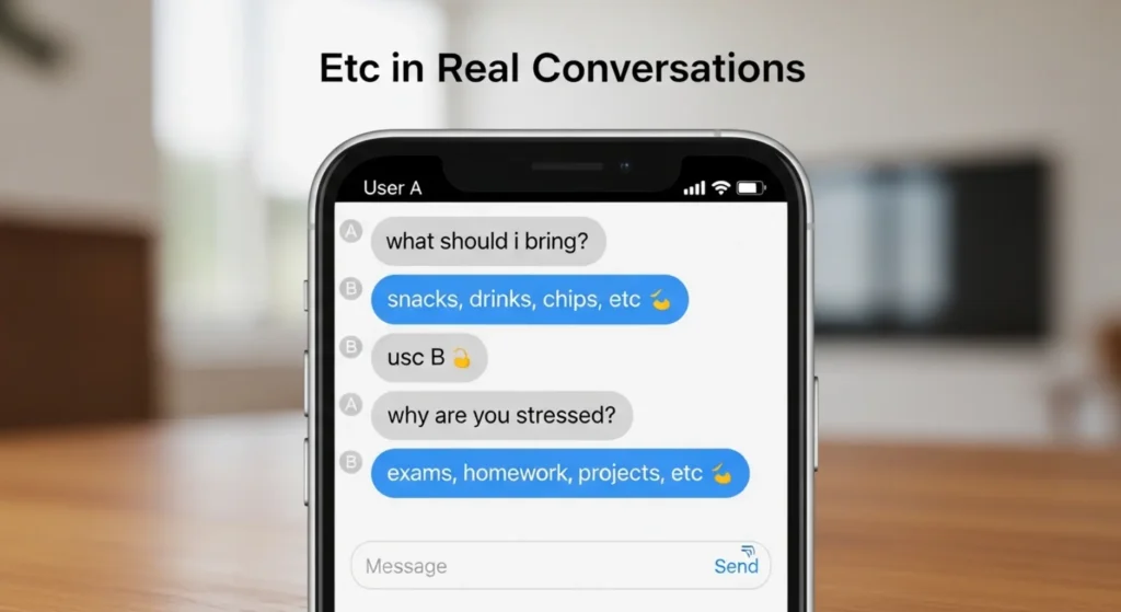Examples of Etc in Conversation