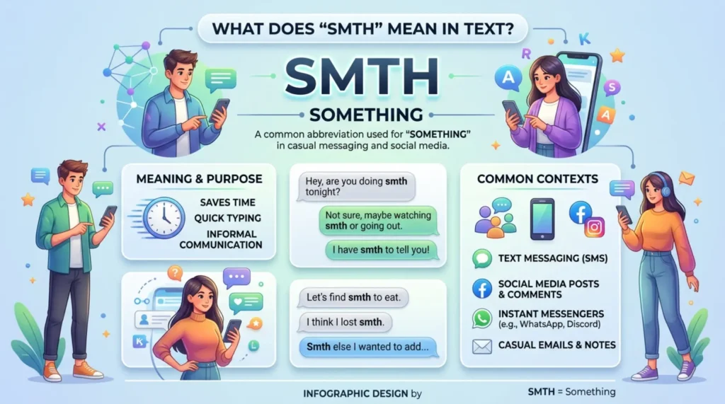 What does smth mean in text