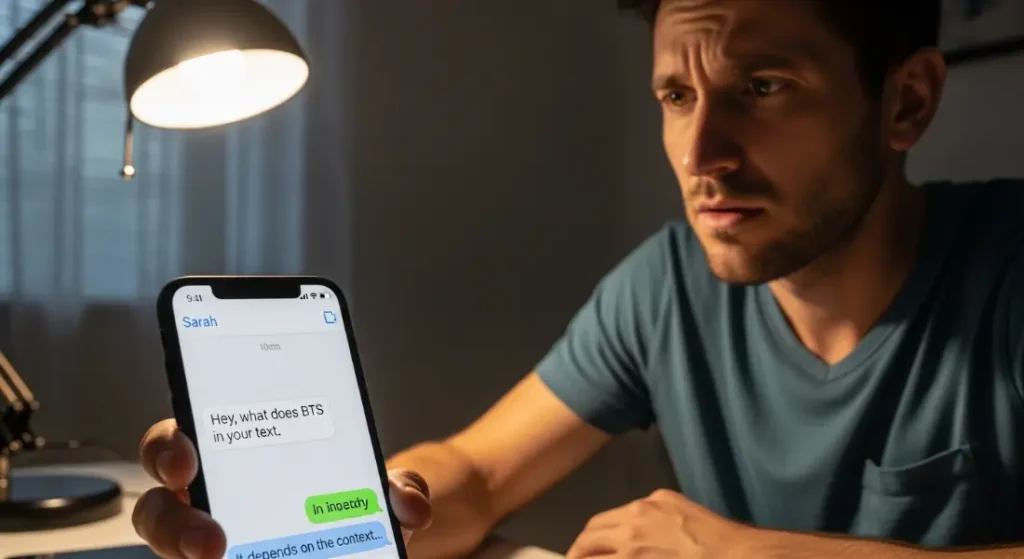 What does BTS mean in text?