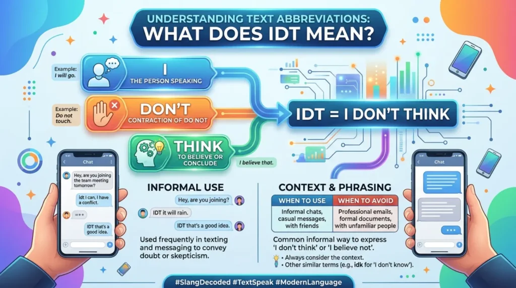 What does idt mean in text